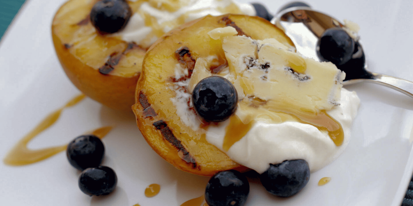 Grilled Peaches with Caveman Blue